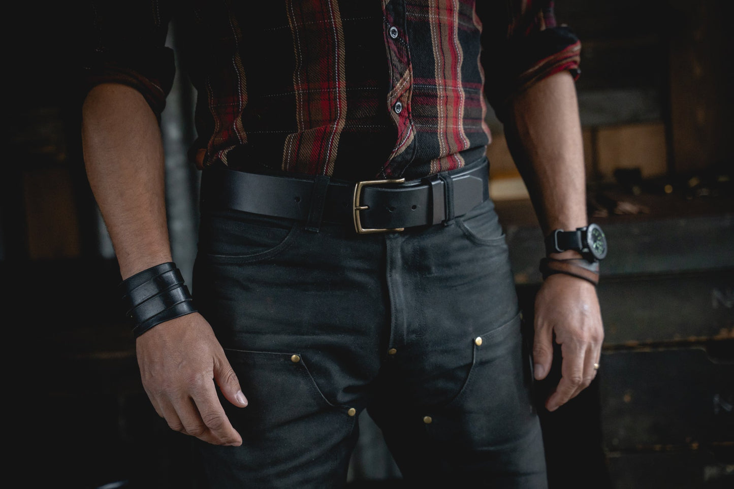 thick black full grain leather belt handnmade durable work belts
