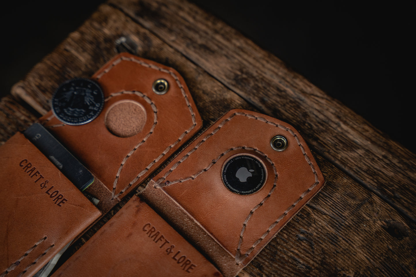 Worry Wallet Apple AirTag Coin Card Cash Handmade Leather Quality Wallet